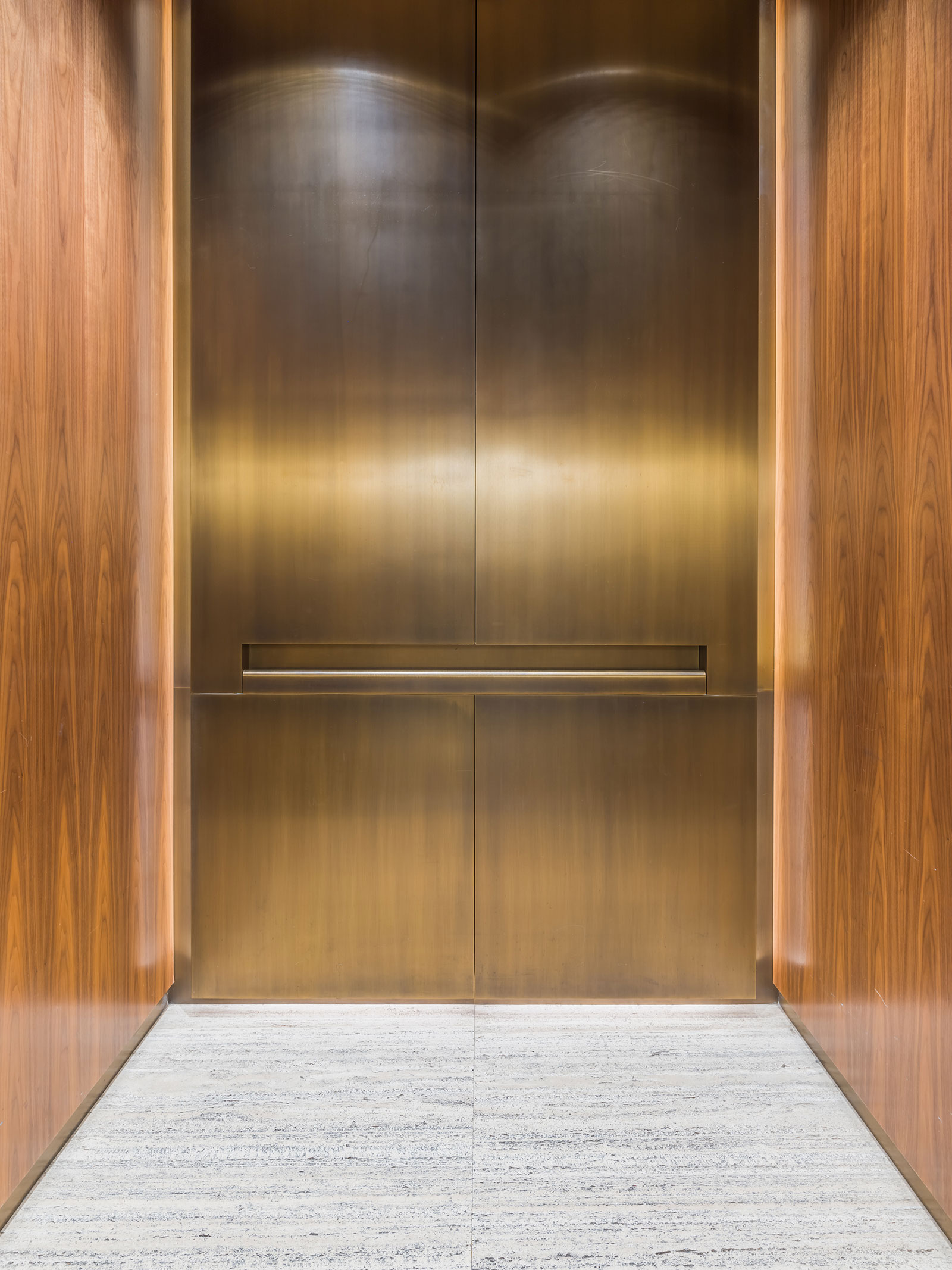 Modern elevator with sleek design at 685 First Avenue, Murray Hill apartments for rent in Midtown East NYC. 