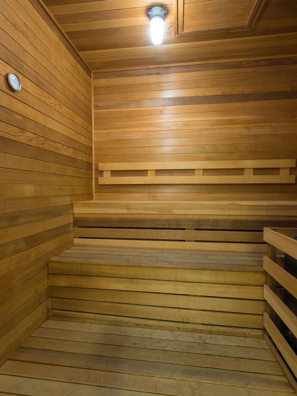 Luxury sauna room and a warm atmosphere for resident wellness at 685 First Avenue, Murray Hill apartments for rent. 